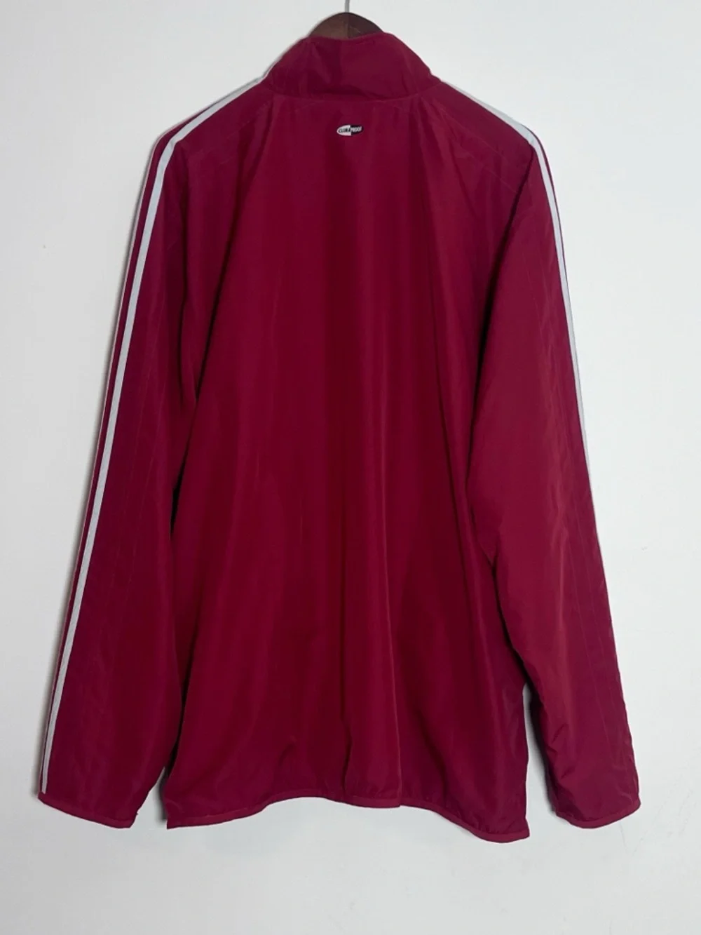 Adidas Men’s Red White Stripe Climaproof Full Zip Windbreaker